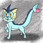 1:1 bandanna bent_arm blue_body eeveelution femboy feral generation_1_pokemon happy hiddenbird kerchief male nintendo pattern_background percy_(hiddenbird) pokemon pokemon_(species) pokemon_mystery_dungeon quadruped simple_background smile solo spike_chunsoft standing tail vaporeon