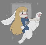 4chan_anon alice_(alice_in_wonderland) alice_in_wonderland anonymous_artist anthro clothing coupon_alice dress female human human_to_anthro humanoid lagomorph leporid mammal rabbit solo species_transformation transformation