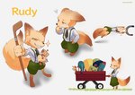 absurd_res anthro canid canine clothed clothing fox fur hi_res male mammal namuklo pecola rudy_(pecola) simple_background solo toy yellow_body yellow_fur young