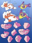 bodily_fluids bruxish deep_kiss disembodied_lips disembodied_mouth duo female female/female fish french_kissing generation_1_pokemon generation_7_pokemon goldeen happy hi_res kissing licking_tongue lips marine mepwep nibbling nintendo passionate passionate_kiss pokemon pokemon_(species) saliva sharp_teeth sloppy_kiss teeth thick_lips underwater water