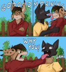 Rating: s
ID: 5564535
Date: 2025-05-11 12:00:25 -0400
Status: active
Score: 11
anthro asphyxiation black_body black_fur black_hair canid canine choking clothing dialogue duo ears_up eyes_closed face_lick felid feline fence fur green_eyes green_hair hair hand_on_arm hi_res holding_another kr_the_lynx licking looking_at_another lynx male male/male mammal max_damage_(furry) meme meme_face meme_pose multi_panel open_mouth plant red_clothing red_shirt red_topwear shirt sky strangling teeth teeth_showing text tongue tongue_out topwear tree yellow_clothing yellow_shirt yellow_topwear yuka_koshka post #5564535