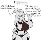 anthro asriel_dreemurr_(god_form) biped boss_monster_(undertale) bovid bra breasts caprine clothing crossgender english_text female floppy_ears fur horn long_ears mammal mtf_crossgender robertge simple_background solo text undertale undertale_(series) underwear white_body white_fur