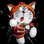 1:1 2016 angry anthro bell black_background clothed clothing domestic_cat doraemon ears_up felid feline felis front_view fur hat headgear headwear hi_res looking_at_viewer machine male mammal mt_tg one_leg_up orange_body orange_fur punch raised_leg red_nose robot shaded simple_background solo the_doraemons wang_dora whiskers white_body white_fur