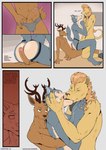 abs anthro antlers balls beastars big_penis blockage_(layout) butt canid canid_kaiba canine canis cervine clothing comic deer dialogue english_text felid five_frame_image free_(beastars) french_kissing fur genitals group group_sex hi_res horizontal_staggering horn humanoid_genitalia humanoid_penis jockstrap kissing legoshi_(beastars) lion louis_(beastars) male male/male mammal muscular muscular_male nude pantherine penis red_deer sex staggering_(layout) text threesome trio underwear url vertical_blockage wolf