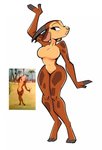 antelope anthro bovid breasts cloven_hooves featureless_breasts featureless_crotch female gazelle herny hi_res hooves horn looking_back looney_tunes mammal solo spots standing tex_avery the_isle_of_pingo_pongo warner_brothers wide_hips