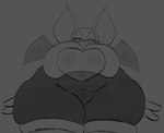 absurd_res anthro bat big_breasts breasts camel_toe digital_media_(artwork) female hi_res huge_thighs low-angle_view mammal monochrome overweight overweight_anthro overweight_female rouge_the_bat ryukinoodle sega sketch slightly_chubby solo sonic_the_hedgehog_(series) thick_thighs wide_hips wings worm's-eye_view