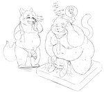 2022 96panda absurd_res anthro balls bed belly benjamin_clawhauser big_belly bodily_fluids canid canine cheetah chubby_cheeks cuckold dialogue disney english_text felid feline female fox furniture genitals gideon_grey group hi_res judy_hopps kemono lagomorph leporid male male/female mammal monochrome moobs navel necktie nipples obese obese_anthro obese_male overweight overweight_anthro overweight_male penis pictographics rabbit red_fox sex size_difference sweat text towel true_fox zootopia