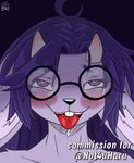 ahegao anthro black_nose eyewear female glasses hair haru_bunnie hi_res lagomorph leporid looking_pleasured mammal purple_body purple_eyes purple_hair rabbit solo spike_the_furry