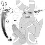 1:1 4_fingers abs anthro anthrofied balls biceps big_balls big_penis biped black_and_white blush bodily_fluids clenched_teeth collar cum_meter edging eeveelution erection fan_character fingers flexing fur generation_2_pokemon genital_fluids genitals huge_penis humanoid_genitalia humanoid_penis imminent_orgasm keron male markings monochrome muscular muscular_anthro muscular_male navel nintendo nude pecs penis pokemon pokemon_(species) pokemorph precum pvt._keron resisting_orgasm simple_background solo standing sweat teeth umbreon vein veiny_penis white_background