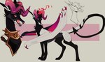 2022 black_body black_fur canid canid_demon canine canis cel_shading collar crown_flame demon domestic_dog english_text female feral fur hellhound hi_res horn lucia_(smooshkin) mammal mythological_canine mythological_creature mythology pink_eyes pink_horn shaded simple_background slim smooshkin solo text tongue tongue_out veilhound white_body white_fur yellow_sclera