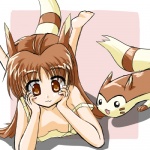 1:1 alternate_species animal_humanoid brown_hair down_blouse duo female feral furret generation_2_pokemon hair humanoid humanoidized long_hair low_res mammal mammal_humanoid mustelid mustelid_humanoid nintendo pokemon pokemon_(species) pokemon_humanoid pokemorph ranphafranboise tail