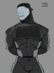 2024 abs biceps black_body deltoids drawing_tablet featureless_chest featureless_crotch front_view grey_background grey_body hands_behind_back head_turned hi_res huion huion_dwh69 humanoid kogito machine male metallic_body multicolored_body muscular muscular_humanoid muscular_male not_furry nude nude_humanoid nude_male pecs robot robot_humanoid screen screen_face screw simple_background solo stylus two_tone_body