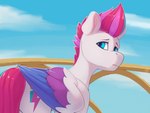 ailoy4 blue_eyes cloud cutie_mark equid equine female feral hair hasbro hi_res mammal mlp_g5 multicolored_hair multicolored_wings my_little_pony mythological_creature mythological_equine mythology pegasus sad sky solo white_body wings zipp_storm_(mlp)