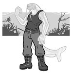 Rating: s
ID: 5433340
Date: 2025-03-14 17:16:53 -0400
Status: active
Score: 3
1:1 2016 anthro barbel_(anatomy) belt boots bottomwear catfish clothing fish footwear full-length_portrait glass_catfish hi_res male marine monochrome pants plantigrade portrait raised_arm shoes sleeveless_shirt snarkysardine solo standing translucent translucent_body post #5433340