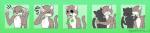 Rating: e
ID: 1184764
Date: 2017-04-08 14:05:47 -0400
Status: active
Score: 1
angry annoyed anthro cute_fangs dangling_eyeball digital_media_(artwork) domestic_cat duo expression_sheet eye_socket fangs felid feline felis gore green_background green_eyes green_sclera half-length_portrait happy hug kadarus licking long_image male mammal multiple_images no_pupils pattern_background portrait pupils simple_background slash_freezen slit_pupils smile solo sticker_pack teeth telegram_sticker tongue tongue_out wide_image post #1184764