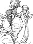 amphibian anthro asian_mythology big_breasts breasts east_asian_mythology eyewear female glasses hair hi_res humanoid japanese_mythology kappa kappa_lui_wan katana leg_wrap melee_weapon monochorome monochrome mythology ninja ninjato nsartist ranged_weapon short_hair short_stack shuriken side_boob sketch solo sword thick_thighs warrior weapon wide_hips yokai