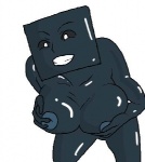 big_breasts breasts enderman female grin huge_breasts humanoid looking_at_viewer low_res mega_milk meme microsoft minecraft mojang not_furry pose shadow_creature simple_background smile solo square_(anatomy) unknown_artist white_background xbox_game_studios