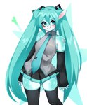 2022 accessory alternate_species anthro armwear blue_body blue_eyes blue_fur blue_hair blush bottomwear breasts clothed clothing digital_media_(artwork) domestic_cat eyebrows eyelashes felid feline felis female food fredek666 fully_clothed fur furrification hair hair_accessory hatsune_miku hi_res leek legwear licking licking_lips long_hair looking_at_viewer mammal necktie onion pigtails plant portrait shaded shirt simple_background skirt small_breasts solo standing star tattoo thigh_highs three-quarter_portrait tongue tongue_out topwear twintails_(hairstyle) vegetable vocaloid white_body white_fur