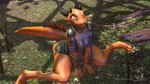 16:9 3d_(artwork) anthro arm_support armor breasts countershading digital_media_(artwork) dragon female hi_res looking_up melee_weapon mostly_nude mythological_creature mythological_scalie mythology neatnick nipples orange_body orange_scales outside scales scalie sitting small_breasts smile solo sword tail tan_body tan_countershading tan_scales weapon widescreen