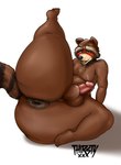 anthro anus backsack balls big_butt blush blush_lines brown_body brown_fur butt erection feet from_front_position fur genitals guardians_of_the_galaxy hi_res huge_butt humanoid_genitalia humanoid_penis looking_at_viewer looking_pleasured male mammal marvel nervous nude one_leg_up penis pinup pose procyonid puffy_anus raccoon raised_leg raised_tail rear_view rocket_raccoon solo strip_game tail thick_tail thick_thighs thirstydraws wide_hips