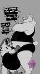 2024 anthro badger balls belly big_balls big_belly bulge bursik_(bursikbadger) clothing crossed_arms duo english_text genitals hi_res hyena licking licking_lips male male/male mammal musclegut muscular mustelid musteline overweight sex shirt tail tail_motion tailwag tank_top text tongue topwear underwear wild_(wildside) wildside