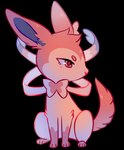 2018 alpha_channel ambiguous_gender bow_ribbon digital_media_(artwork) eeveelution feral flavia-elric fluffy fluffy_tail fur generation_6_pokemon hi_res nintendo paws pink_nose pokemon pokemon_(species) pupils quadruped red_pupils sitting solo sylveon tail white_sclera