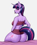 5:6 anthro anthrofied big_butt biped blush bottomwear breasts bubble_butt butt clothing cutie_mark equid equine eyelashes female female_anthro friendship_is_magic hasbro hi_res horn looking_back mammal miniskirt my_little_pony mythological_creature mythological_equine mythology purple_body purple_eyes skirt solo thick_thighs tongue tongue_out twilight_sparkle_(mlp) unicorn wide_hips zachc