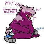 1:1 2024 ambiguous_gender anthro belly big_belly blue_body blue_fur blush bugsnax colored cybernetic_arm cybernetic_limb cybernetic_tail digital_drawing_(artwork) digital_media_(artwork) duo english_text floofty_fizzlebean full-length_portrait fur gibson_(srmthfg) grumpus haplorhine hi_res magenta_fur male male/ambiguous mammal monkey portrait pregnant pregsnax(artist) primate sex simple_background sitting_on_another size_difference super_robot_monkey_team_hyperforce_go text young_horses