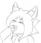 anthro bodily_fluids canid canine canis desi domestic_dog drooling duo female femboy genitals licking male male/male mammal monochrome oral penis saliva solo_focus thecon tongue tongue_out