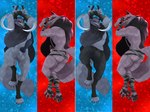 abstract_background absurd_res animal_genitalia animal_penis anthro arm_wrapping arm_wraps arms_above_head athletic balls belt black_penis blue_background bottomless bottomwear bulge butt canid canine canine_genitalia canine_penis canis cheek_tuft claws cloak clothed clothing dabuttlion dakimakura dakimakura_design death_(puss_in_boots) digitigrade distracting_watermark dreamworks dual_wielding erection facial_markings facial_tuft fluffy fluffy_tail fur fuzzy genitals glowing glowing_eyes grey_body grey_fur grin half-closed_eyes half-erect head_markings head_tuft hi_res holding_object holding_weapon knot leg_wrap leg_wraps looking_at_viewer looking_back lying male mammal markings mask_(marking) multiple_images multiple_poses muzzle_(object) muzzled narrowed_eyes on_back on_front pants partially_clothed pawpads penis poncho pose puss_in_boots_(franchise) raised_arms raised_leg red_background red_eyes seductive sheath sickle simple_background smile solo tail teeth tied_muzzle tuft watermark weapon wolf wrapped_arms wrapped_legs wraps