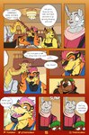 absurd_res bear bruno_de'marco comic detailed_background dialogue ear_pull english_text felid feline giraffe giraffid hi_res inside katty_lynx lagomorph leporid lynx mammal open_mouth open_smile pantherine rabbit ralph_gyroid sake_letigre smile text thekinkybear tiger wilson_flakes