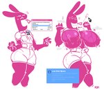 2024 anthro big_breasts blush bodily_fluids bottomwear breast_expansion breasts bundefined_(pomegraniter) claws clothing digital_creature english_text expansion eyes_closed female finger_claws huge_breasts lagomorph lagomorph_nose leporid long_ears mammal microsoft microsoft_windows mouse_cursor pink_body pink_theme pomegraniter rabbit shorts signature simple_background solo sound_effects sweat sweatdrop sweatdrop_(iconography) sweaty_breasts text torn_clothing undefined_(pomegraniter) user_interface white_background wide_hips window_(computing) zipper