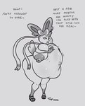 2022 anthro areola big_breasts biped breasts dialogue eeveelution english_text female generation_6_pokemon harmony_(keizer) hi_res huge_breasts monochrome nintendo nipples pokemon pokemon_(species) pregnant pregnant_anthro pregnant_female solo sylveon text toby_art what