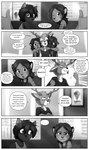 absurd_res accessory adolescent anthro canid canine canis cervine clothed clothing comic day deer detailed_background dialogue english_text eyewear felid feline female frustrated glasses group hi_res hiro_(piporete) implied_incest light male mammal minami_(piporete) monochrome pantherine piporete prehistoric_species right_to_left saber-toothed_tiger signature sunlight taiki_(piporete) text url wolf young young_anthro