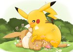 anal anal_orgasm anal_penetration anus ass_up balls blush bodily_fluids butt cum cum_in_ass cum_inside dripping duo eevee ejaculation generation_1_pokemon genital_fluids genitals hands-free hi_res male male/male nintendo orgasm pawpads paws penetration penis pikachu pokemon pokemon_(species) sex shaking sweat tapering_penis tawa_1908 tremble_spikes trembling