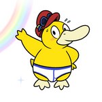 1:1 anthro avian barefoot beak blue_seam_briefs blue_seam_underwear blush bodily_fluids briefs briefs_only bulge clothed clothing colored_seam_underwear eyewear feathers feet generation_1_pokemon goggles hat headgear headwear low_res male membrane_(anatomy) nintendo nishi_oxnard pokemon pokemon_(species) psydork psyduck rainbow simple_background smile solo sparkles sweat tighty_whities toes topless underwear underwear_only webbed_feet webbed_hands white_background white_briefs white_clothing white_underwear y-fronts yellow_body yellow_feathers