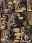 3:4 amon_(rukis) anthro blue_eyes canid canine canis cigarette clothed clothing comic dhaval_(character) dialogue english_text esha_(rukis) felid female fully_clothed green_eyes group isolde_(rukis) jackal male mammal myenia pantherine red_lantern rukis smoking speech_bubble tail teeth text tiger tongue underwear whiskers