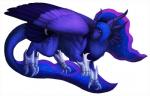 alternate_species blue_body blue_feathers claws crown dragon dragonification dragonified essence_of_rapture feathered_dragon feathered_scalie feathered_wings feathers female feral friendship_is_magic fur furred_dragon furred_scalie hasbro headgear ius-iuris my_little_pony mythological_creature mythological_scalie mythology princess_luna_(mlp) scalie solo tail tiara wings