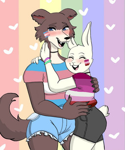 Rating: s
ID: 5015661
Date: 2024-08-28 14:01:28 -0400
Status: active
Score: 23
5:6 5_fingers anthro beastars blue_eyes blush blush_lines bodypaint bottomwear brown_body brown_fur canid canine canis choker claws clothed clothing colored cotton_tail daisy_dukes denim denim_bottomwear denim_clothing denim_shorts digital_media_(artwork) domestic_rabbit duo dwarf_rabbit eyelashes eyes_closed face_paint facial_tuft fangs female fingers fur haru_(beastars) heart_symbol hi_res holding_another hotpants hug hugging_another jewelry juno_(beastars) lagomorph leporid lesbian_pride_colors lgbt_pride lgbt_pride_month looking_at_viewer mammal multicolored_body multicolored_fur mutedlavender necklace oryctolagus pattern_background pink_lesbian_pride_colors pockets portrait pride_colors rabbit rainbow_colors shirt shorts simple_background size_difference smile snout striped_background t-shirt tan_body tan_fur teeth three-quarter_portrait topwear trans_(lore) trans_woman_(lore) transgender_pride_colors tucked_shirt tuft two_tone_body two_tone_fur white_body white_fur wolf post #5015661