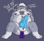 anthro anus dildo dragon genitals hornypurpproto hudson_(huddsies) knot male mythological_creature mythological_scalie mythology nipple_piercing nipples overweight penis piercing puffy_anus scalie sex_toy slime solo spiked_penis spikes spikes_(anatomy)