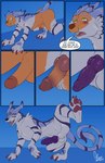 anus balls bandai_namco butt canid canine comic crawling dialogue digimon digimon_(species) duo english_text garurumon genitals male male/male mammal pawpads paws raised_leg revel spirit_dancer tail text transformation