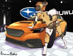 2024 african_wild_dog animal_genitalia anthro arched_back backsack balls barely_visible_genitalia barely_visible_penis bedroom_eyes bent_over blue_eyes butt canid canine car exhibitionism fur genitals group hair hi_res leaning_on_car leaning_on_vehicle looking_at_viewer looking_back male mammal narrowed_eyes nude orange_hair penis perineum presenting presenting_hindquarters public public_nudity punkpega raised_tail seducing_viewer seductive sheath showroom silhouetted_body solo_focus spots spread_legs spreading subaru subaru_wrx tail tuft uwu vehicle yellow_body yellow_fur