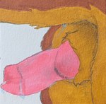 anatomically_correct anatomically_correct_genitalia anatomically_correct_penis balls bodily_fluids brown_body brown_fur canid canine canis close-up cum domestic_dog erection feral fur genital_fluids genitals knot male mammal penis precum rerry simple_background solo traditional_media_(artwork) white_background