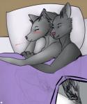 2014 5:6 anthro anthro_on_anthro bed blush canid canine comic covering cuddling dominion69 duo eyes_closed female fingering from_behind_position fur furniture grey_body grey_fur hi_res inner_ear_fluff lying male mammal morning mythological_canine mythological_creature mythology on_side penile pillow reach_around romantic romantic_couple sex sketch sleeping snout spoon_position teasing tuft werecanid werecanine werecreature werewolf