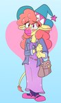 blush bovid bovine cattle claire_higsby eyewear female glasses handbag heart_background hi_res jewelry lgbt_pride mammal necklace pride_colors simple_background solo star super_lesbian_animal_rpg thefoxxhole trans_(lore) trans_woman_(lore) transgender_pride_colors