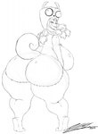 2019 anthro big_breasts big_butt breasts butt canid canine canis clothing cosplay costume deonwolf digital_media_(artwork) domestic_dog eyes_closed female gir_(invader_zim) hi_res huge_breasts huge_butt invader_zim mammal monochrome nickelodeon open_mouth shiba_inu sketch solo spitz thick_thighs yumi_(spacegoat0)