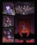 alternative_fashion anthro bat black_clothing clothing comic electronics english_text eric_nuxley_(toby_art) eyeshadow femboy food goth hi_res holding_food holding_knife holding_object holding_phone knife lipstick makeup male mammal phone plushie ritual solo text toby_art