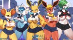 2023 absurd_res anthro areola areola_slip big_breasts blue_body blue_eyes blush bodily_fluids breasts burgerkiss canid canine clothing conditional_dnp digital_media_(artwork) eeveelution exclamation_point female fennekin fingers flareon gardevoir generation_1_pokemon generation_3_pokemon generation_4_pokemon generation_6_pokemon glaceon green_hair group hair hi_res jolteon leafeon looking_at_viewer lucario mammal nintendo orange_body orange_eyes pokemon pokemon_(species) question_mark red_eyes school_uniform sweat text thick_thighs translucent translucent_clothing under_boob uniform vaporeon white_body wide_hipped_anthro wide_hipped_female wide_hips yellow_body