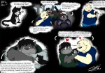 2009 anthro bear black_background comic dialogue domestic_cat english_text felid feline felis hybrid jakegr jakegr_(character) male mammal overweight ruick simple_background tail text