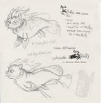 2024 ambiguous_gender barbel_(anatomy) cheek_fins coelacanth directional_arrow ear_fins ed_mortis english_text feral fin fish fluffy_pony fluffy_pony_(species) gills graphite_(artwork) greyscale handwritten_text lobe-finned_fish mammal mane marine monochrome multiple_images notes pencil_(artwork) seafluff simple_background sketch sketch_page snout solo tail tail_fin text traditional_media_(artwork) watermark white_background